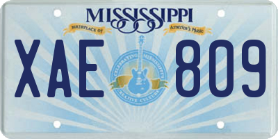 MS license plate XAE809