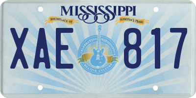 MS license plate XAE817