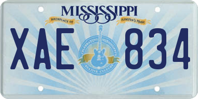 MS license plate XAE834