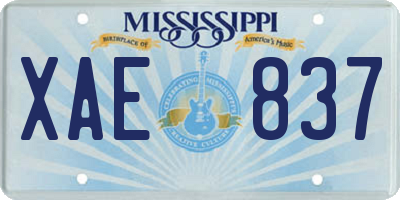 MS license plate XAE837