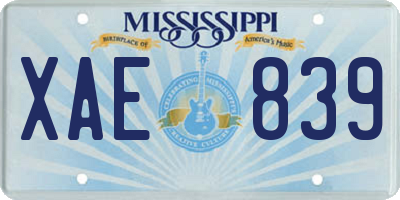 MS license plate XAE839