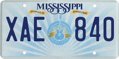 MS license plate XAE840