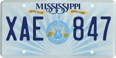 MS license plate XAE847