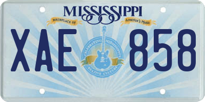 MS license plate XAE858