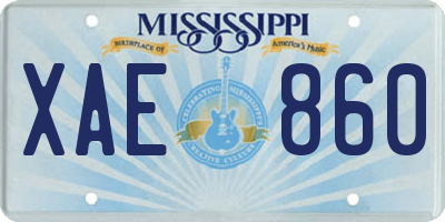 MS license plate XAE860