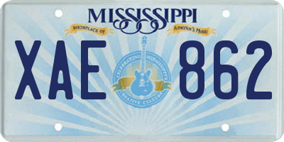 MS license plate XAE862