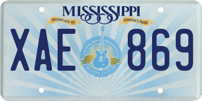 MS license plate XAE869