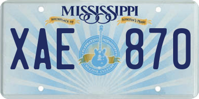 MS license plate XAE870