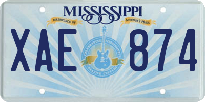 MS license plate XAE874