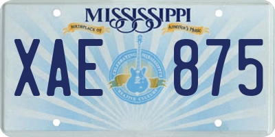 MS license plate XAE875