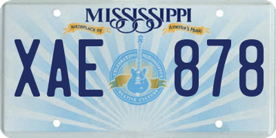 MS license plate XAE878