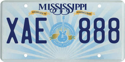 MS license plate XAE888
