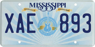 MS license plate XAE893