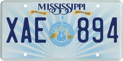 MS license plate XAE894