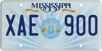 MS license plate XAE900