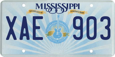 MS license plate XAE903