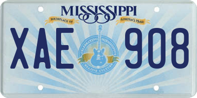 MS license plate XAE908