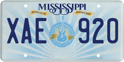 MS license plate XAE920