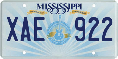 MS license plate XAE922