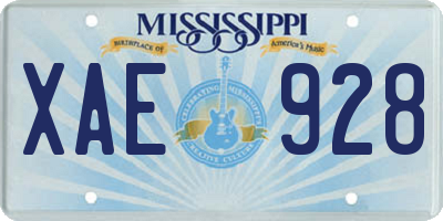 MS license plate XAE928