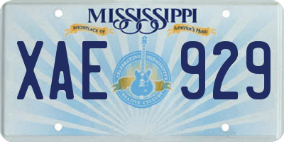 MS license plate XAE929