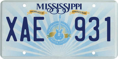 MS license plate XAE931