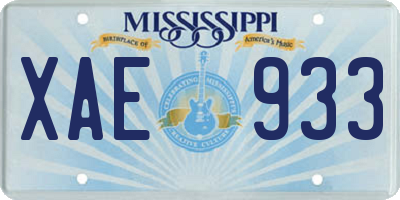 MS license plate XAE933