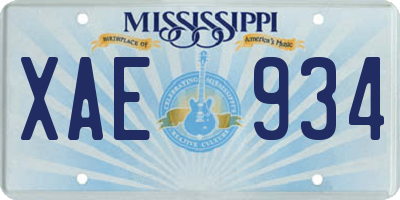 MS license plate XAE934
