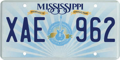MS license plate XAE962