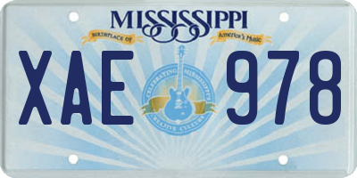 MS license plate XAE978