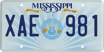 MS license plate XAE981