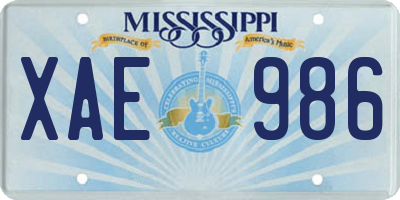MS license plate XAE986