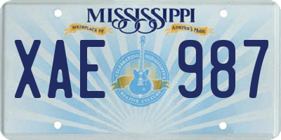 MS license plate XAE987