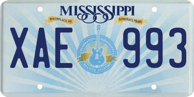 MS license plate XAE993