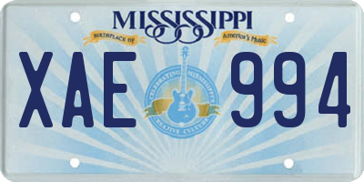 MS license plate XAE994