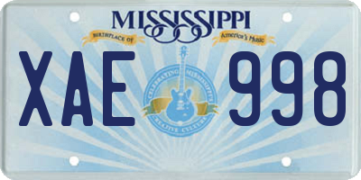 MS license plate XAE998
