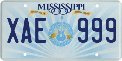 MS license plate XAE999