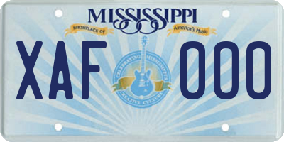 MS license plate XAF000
