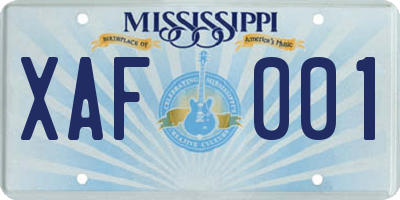MS license plate XAF001