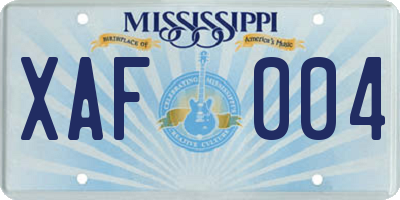 MS license plate XAF004