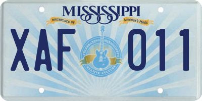 MS license plate XAF011