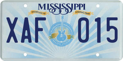 MS license plate XAF015