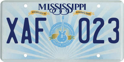 MS license plate XAF023