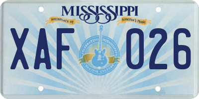 MS license plate XAF026