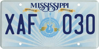 MS license plate XAF030