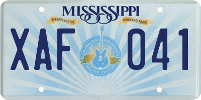 MS license plate XAF041