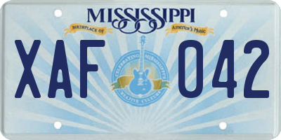 MS license plate XAF042