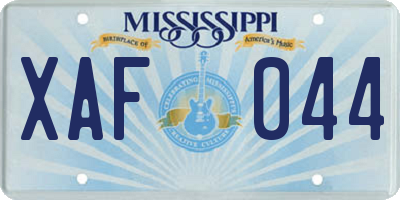 MS license plate XAF044