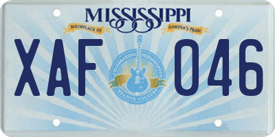 MS license plate XAF046