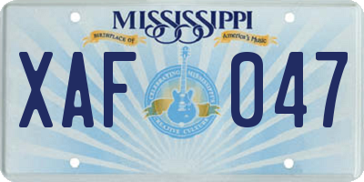 MS license plate XAF047